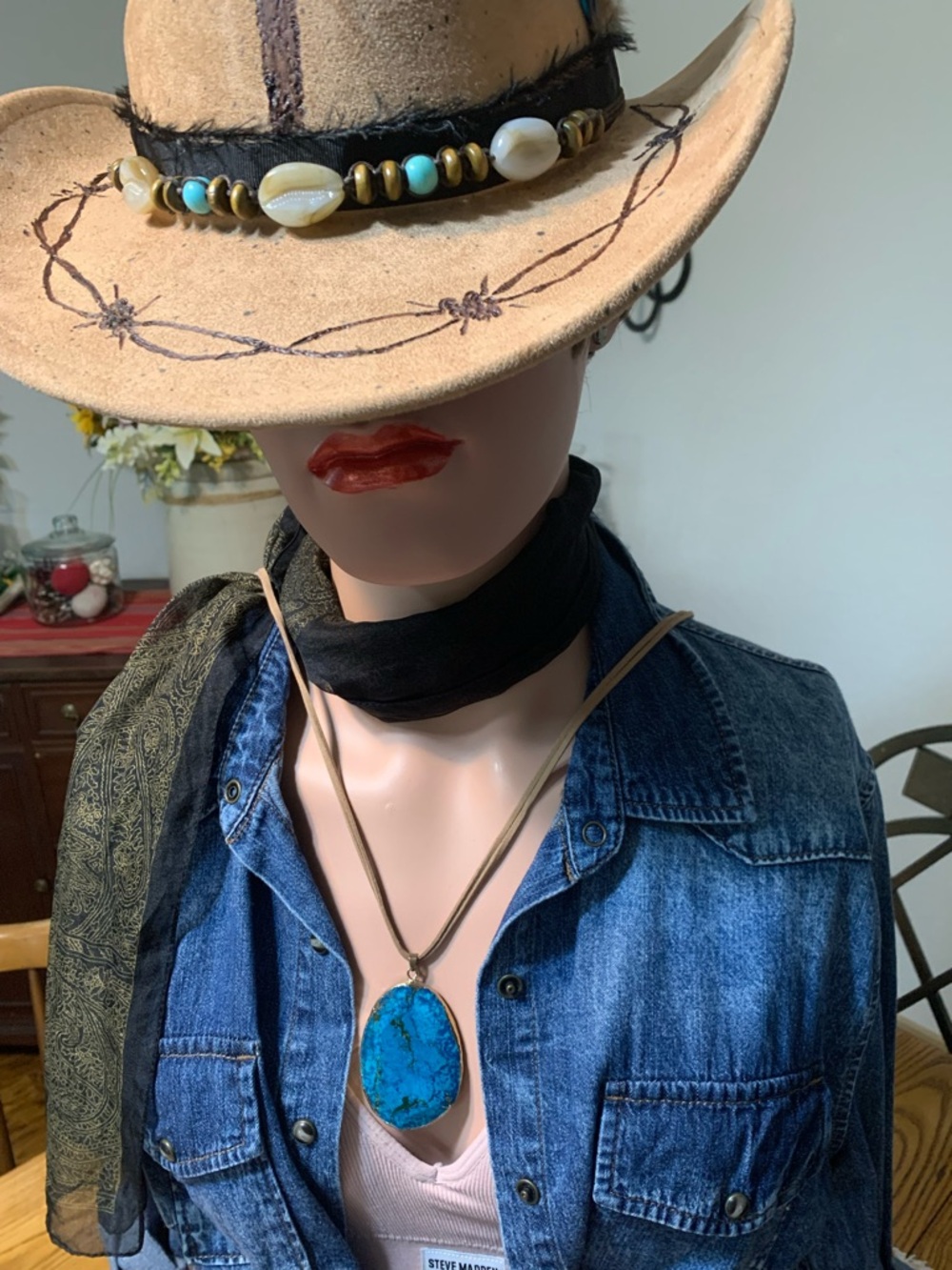 Turquoise Stone Pendant Necklace - Blue Boho Women’s Jewelry